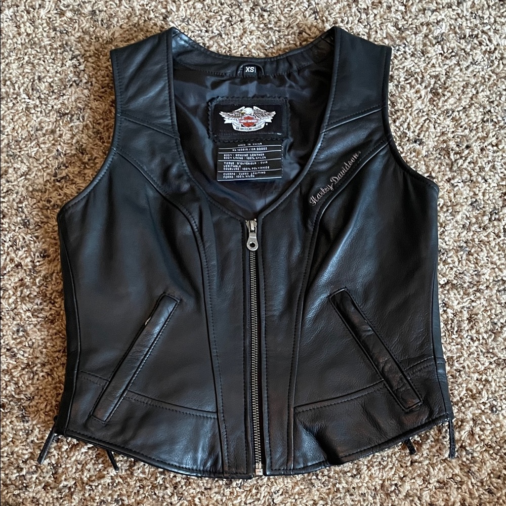 Harley-Davidson Black Leather Women's Vest XS